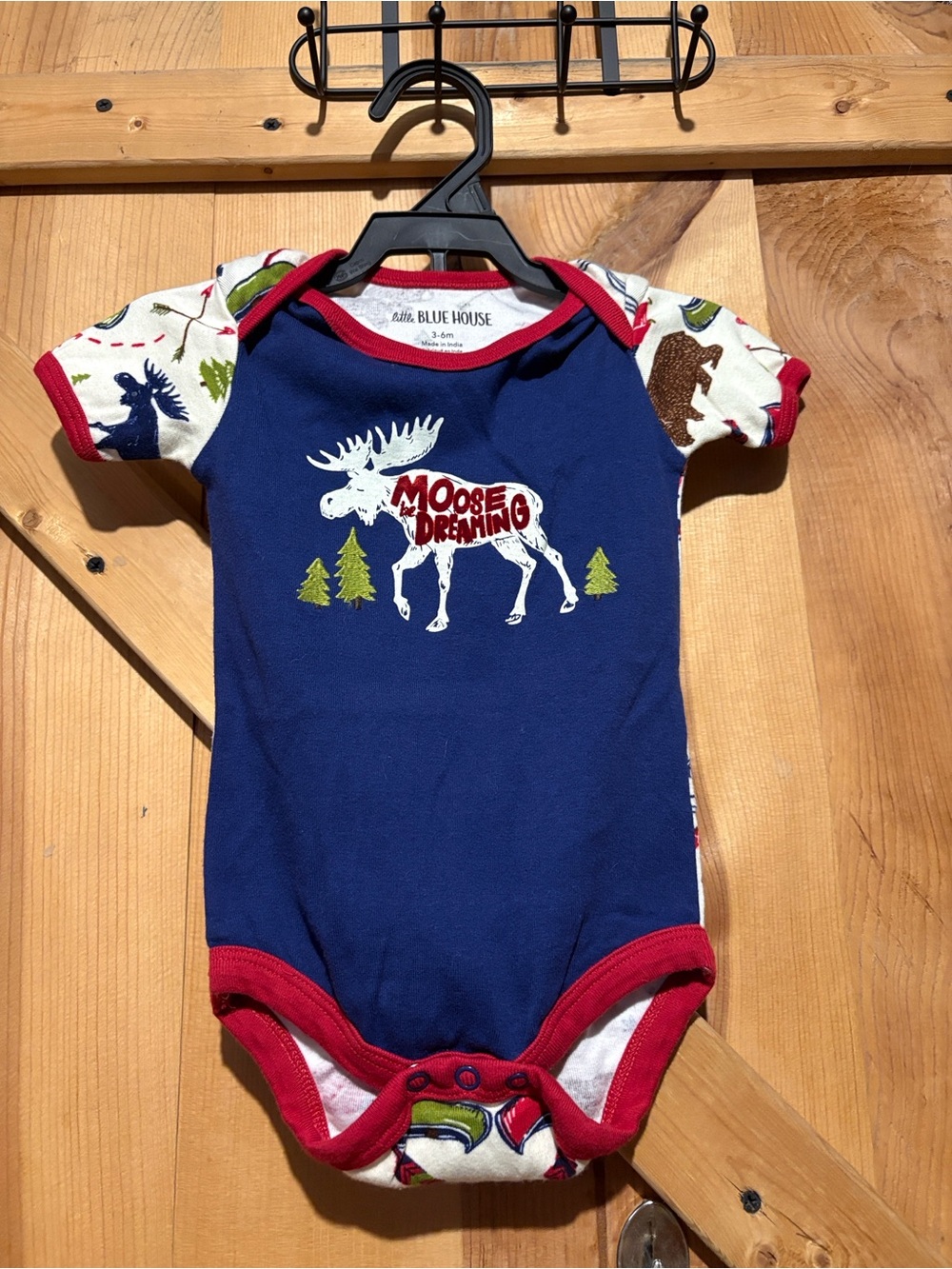 Little Blue House Navy Moose Graphic Baby One-Piece Bodysuit